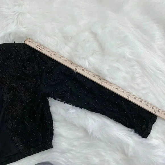 Scala Womens Medium Vintage Lace Beaded Floral Open Jacket Black Beaded - Picture 9 of 9